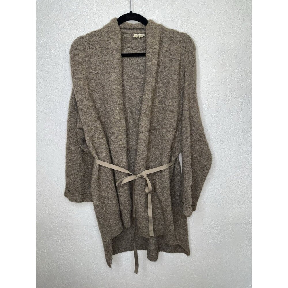 Moth Anthropologie Vallon Cardigan Brown Small Wool Blend Tie-Waist Sweater 1B - Picture 2 of 8